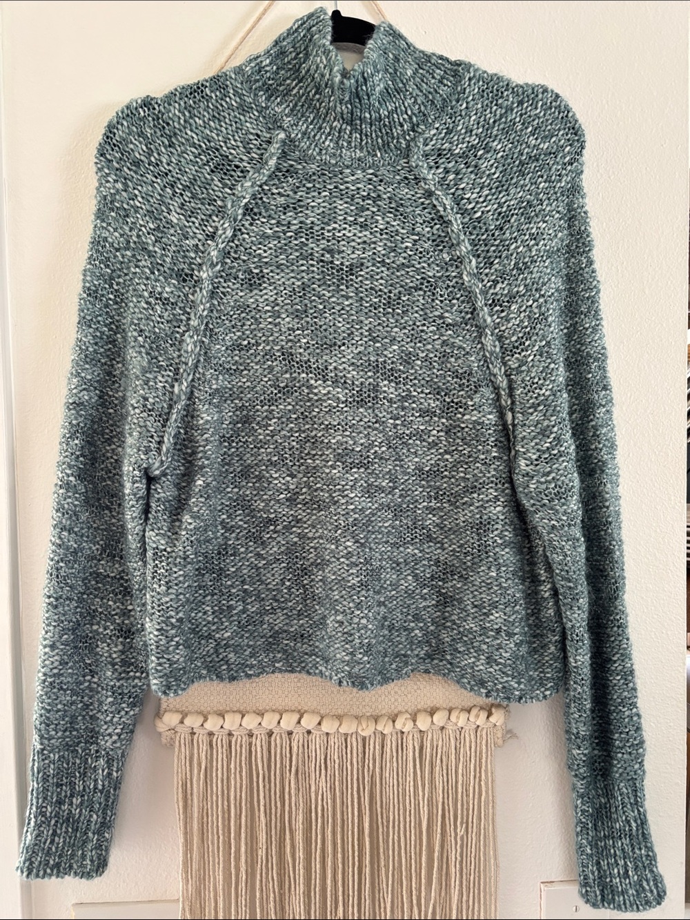 O'Neill Heathered Teal Mock Neck Raglan Sweater